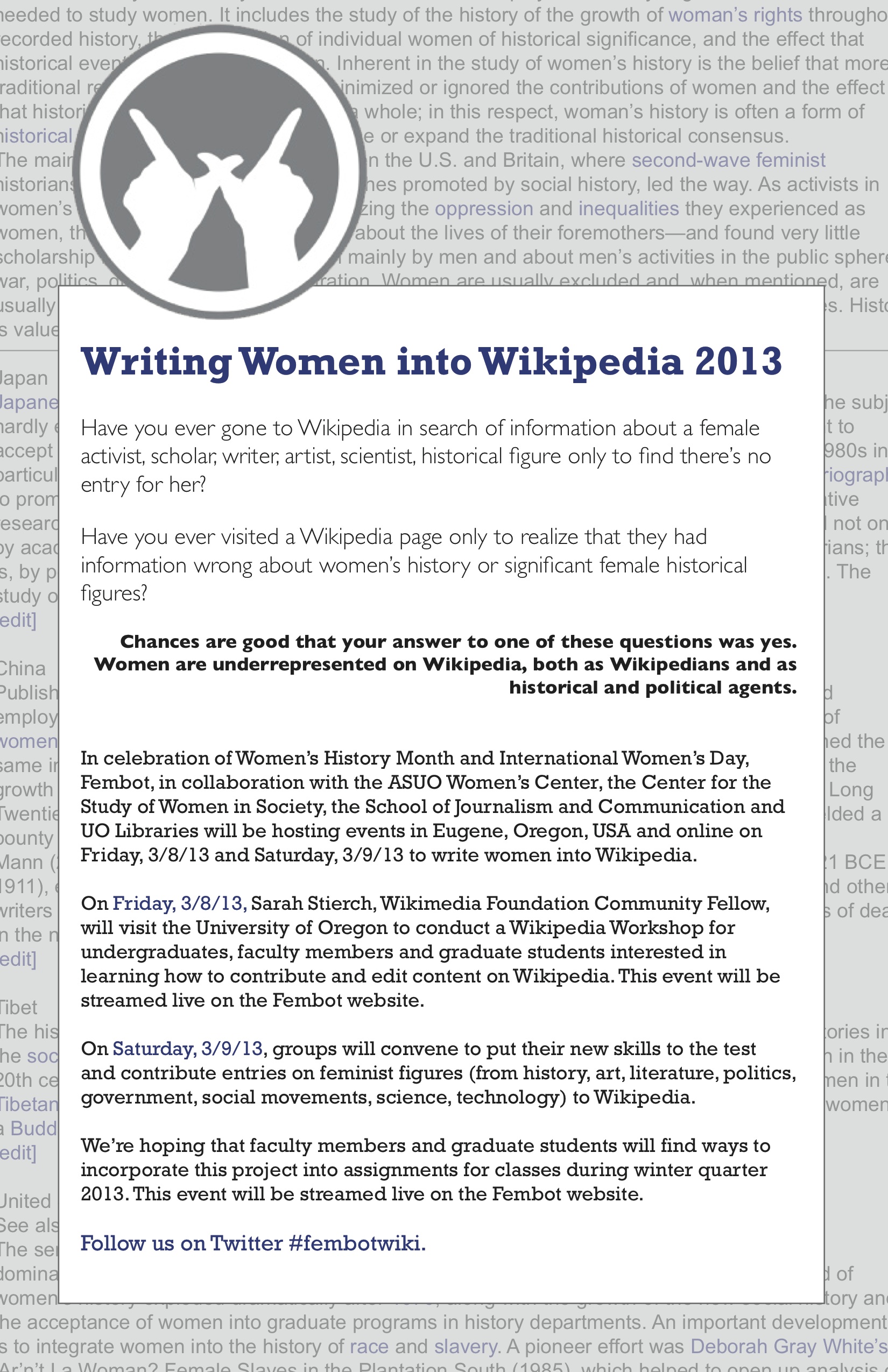 Writing Women into Wikipedia
