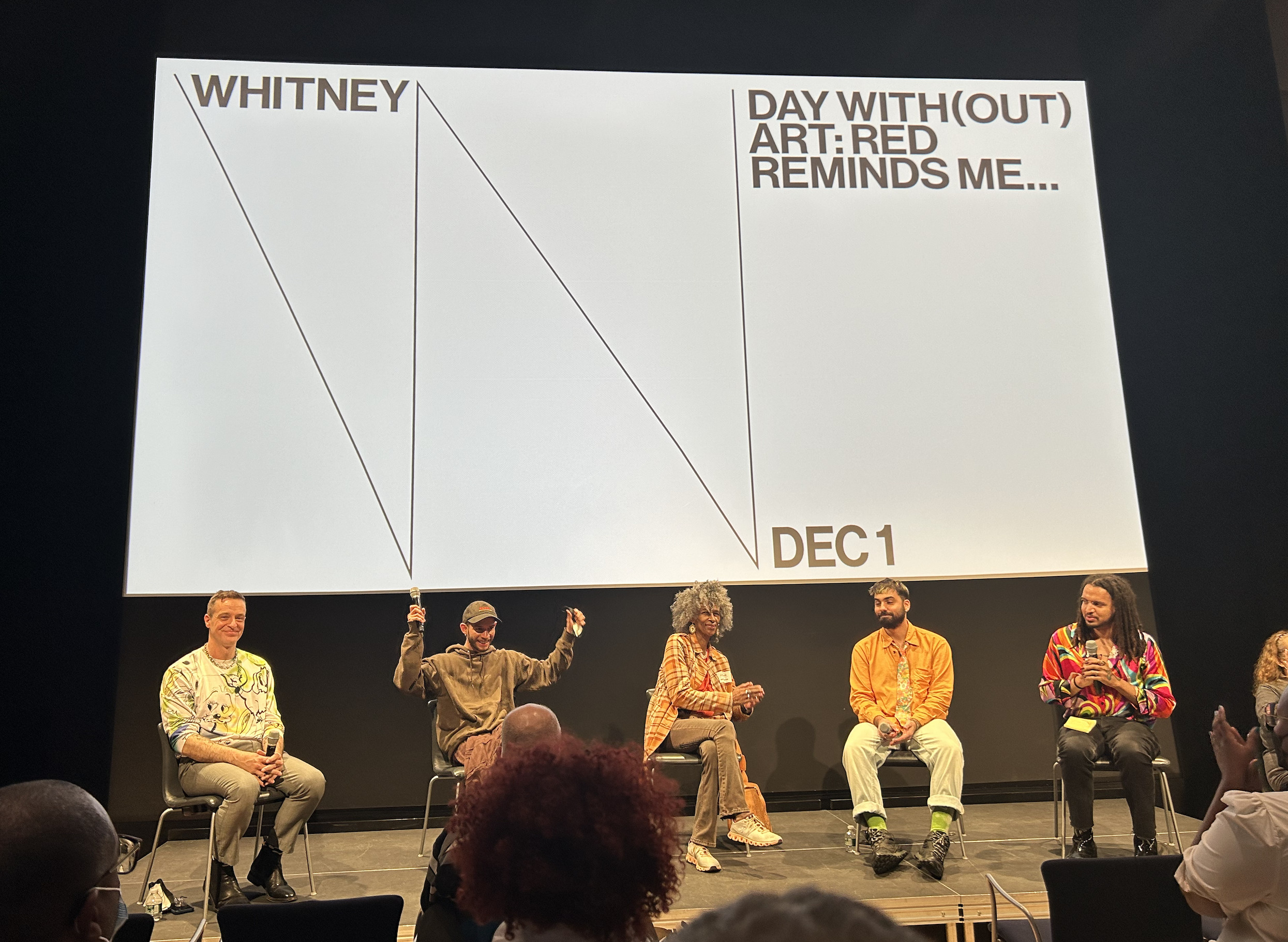 Artists and curator on the stage at Day With(out) Art
